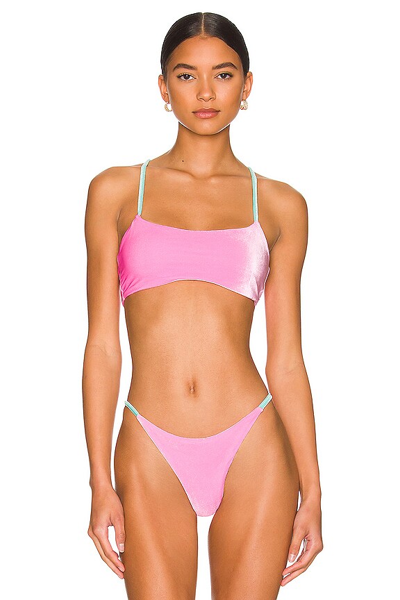 Peixoto Karol Bikini Top In Hibiscus Peach Revolve