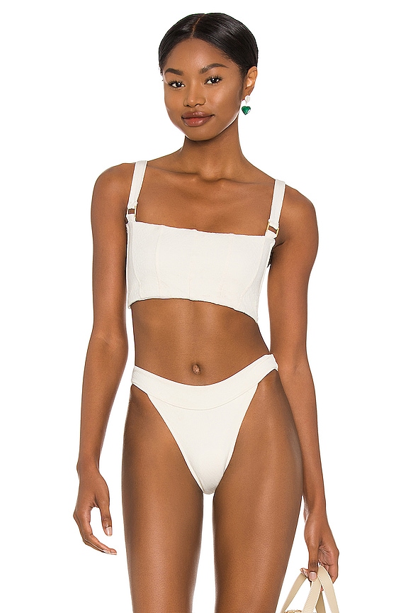 Revel Rey Hunter Bikini Top In Cream Snake Texture REVOLVE