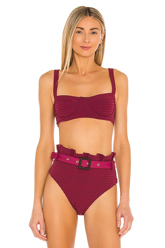 Revel Rey Riley Bikini Top In Raspberry Waffle REVOLVE