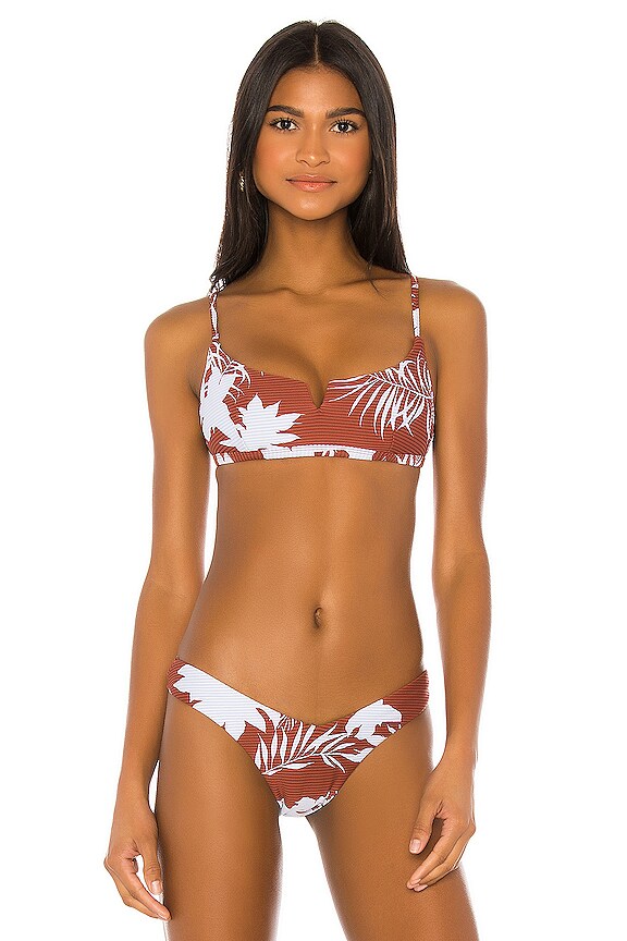 Seafolly Wild Tropics V Wire Bikini Top In Amber Revolve