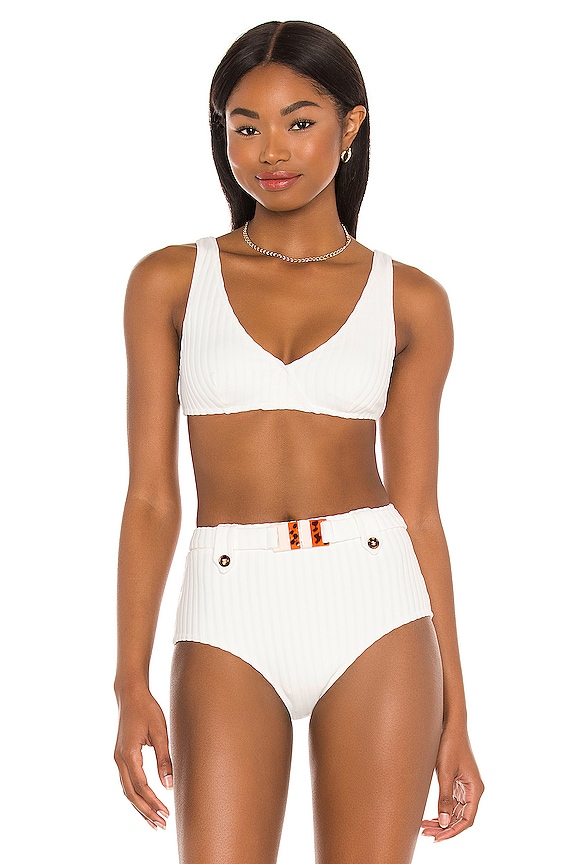 Solid Striped Annie Bikini Top In Brule REVOLVE