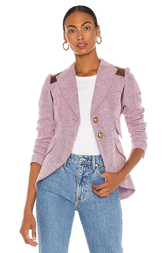 Smythe Rifle Patch Equestrian Blazer In Orchid With Mahogany Leather