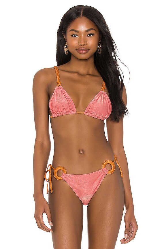 Shani Shemer Lambada Triangle Bikini Top In Pink Orange Revolve