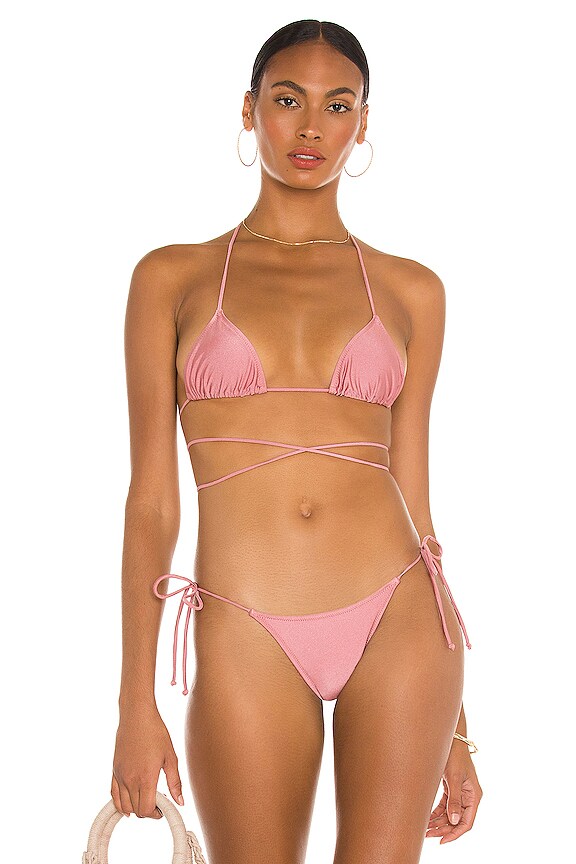 Tropic Of C Long Cord Praia Bikini Top In Rosewater Revolve