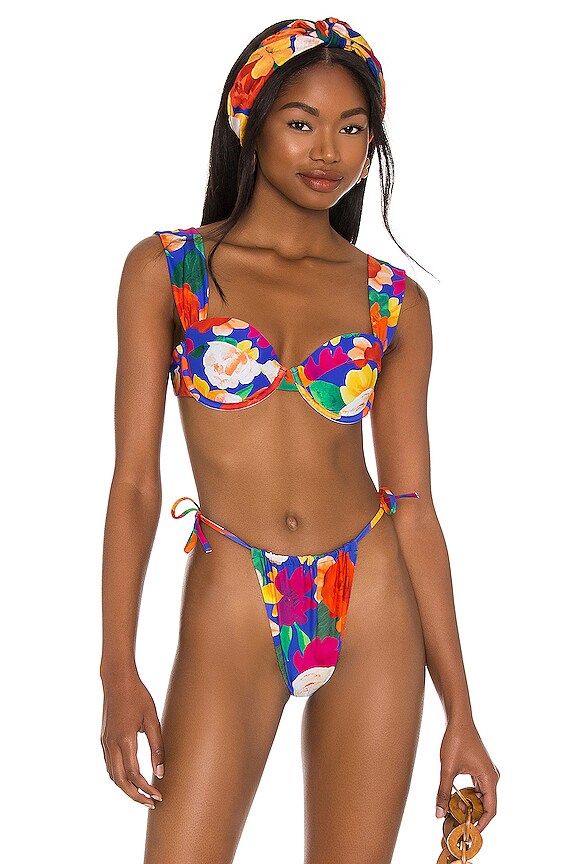 WeWoreWhat Claudia Bikini Top In Abstract Floral Sapphire Multi REVOLVE