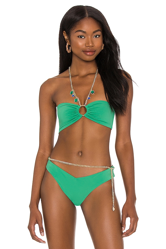 WeWoreWhat Necklace Bandeau Bikini Top In Emerald REVOLVE