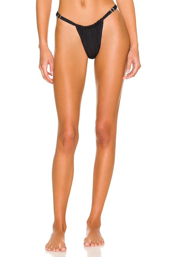 Weworewhat Adjustable Ruched Bikini Bottom In Black Revolve