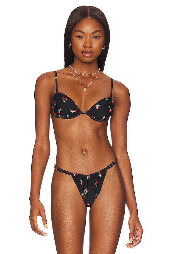 Weworewhat Ruched Underwire Bikini Top In Cherries Revolve