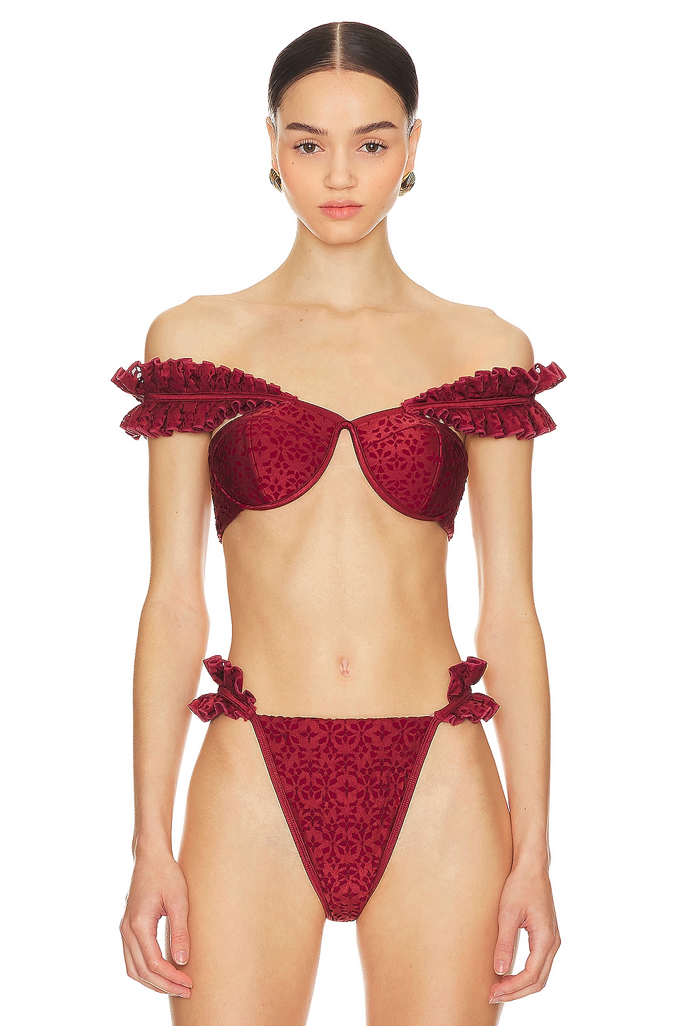 Andrea Iyamah Mulan Bikini Top In Wine Revolve