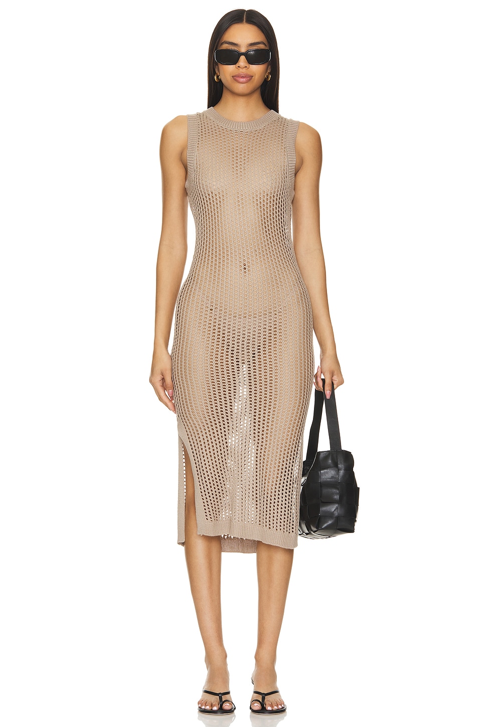 Bobi Midi Dress In Taupe REVOLVE