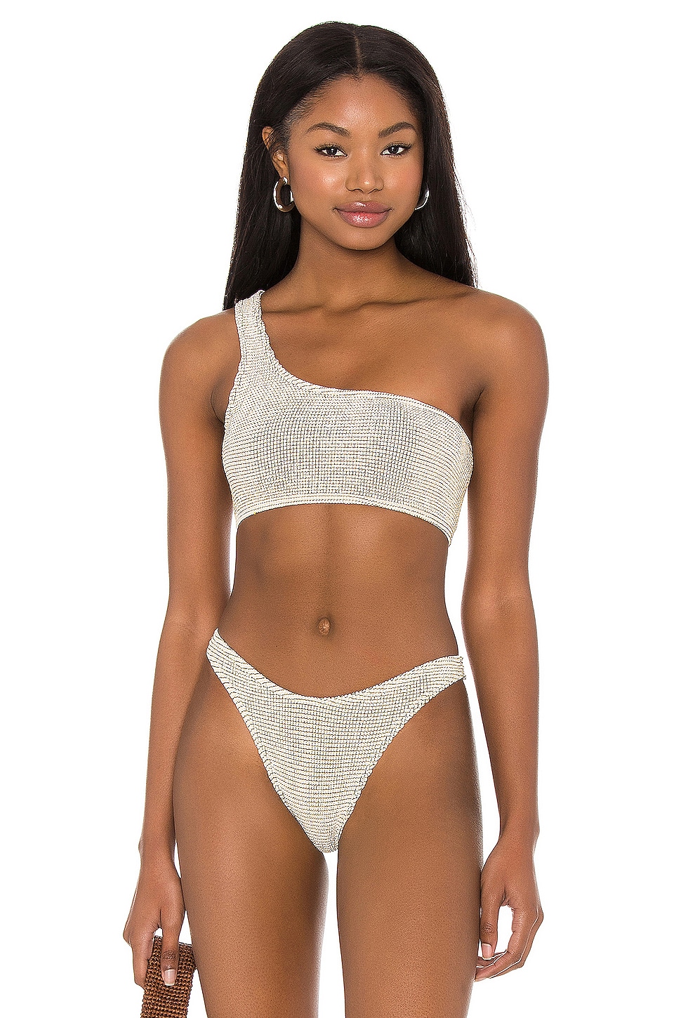 Bond Eye Samira Bikini Top In White Lurex Waffle REVOLVE