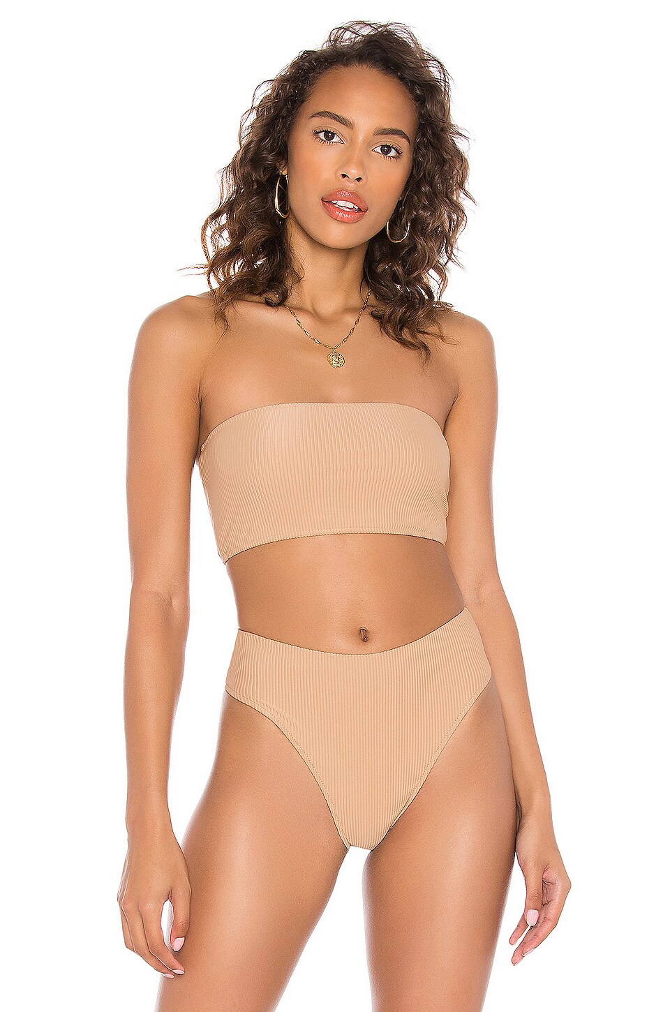 Frankies Bikinis Jenna Ribbed Bikini Top In Sand Revolve