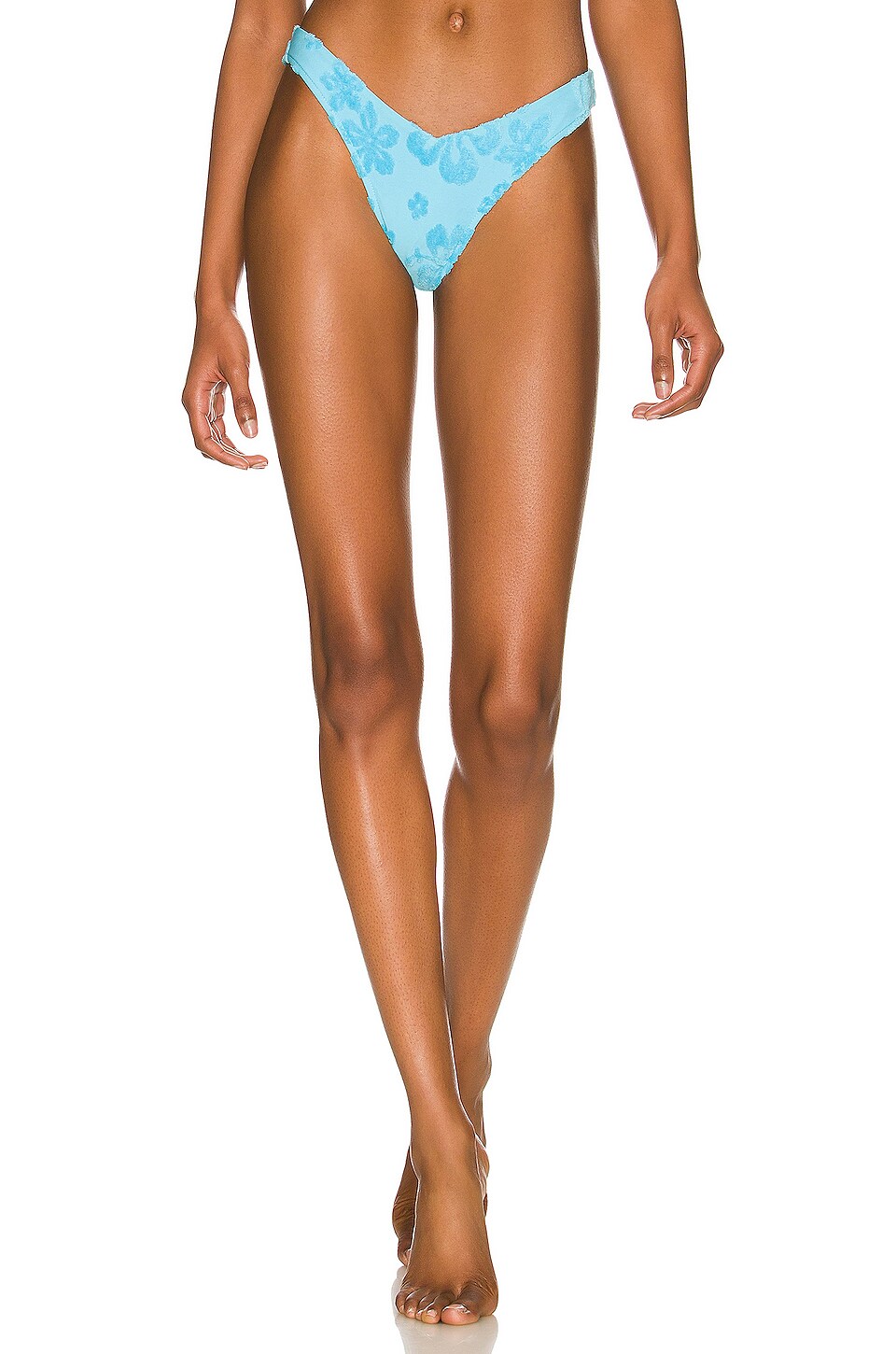 Frankies Bikinis Enzo Terry Jacquard Bikini Bottom In Blue Isle Revolve