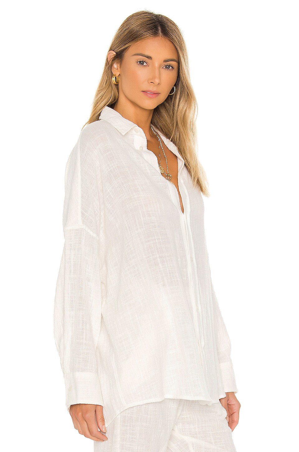 Indah Como Oversize Button Up Shirt In Ivory Revolve