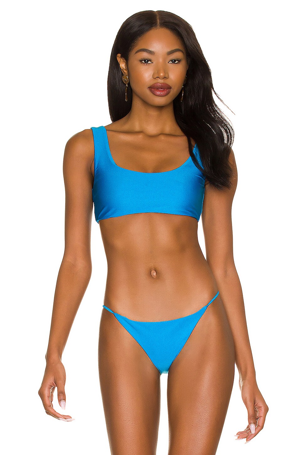 JADE SWIM Rounded Edges Bikini Top In Cyan Sheen REVOLVE