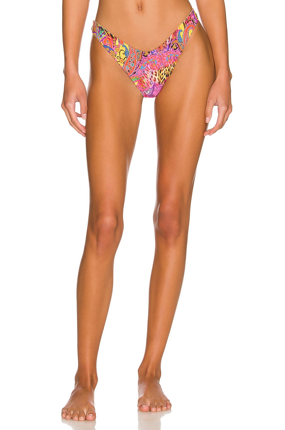 Luli Fama Reversible High Leg Bikini Bottom In Multicolor REVOLVE