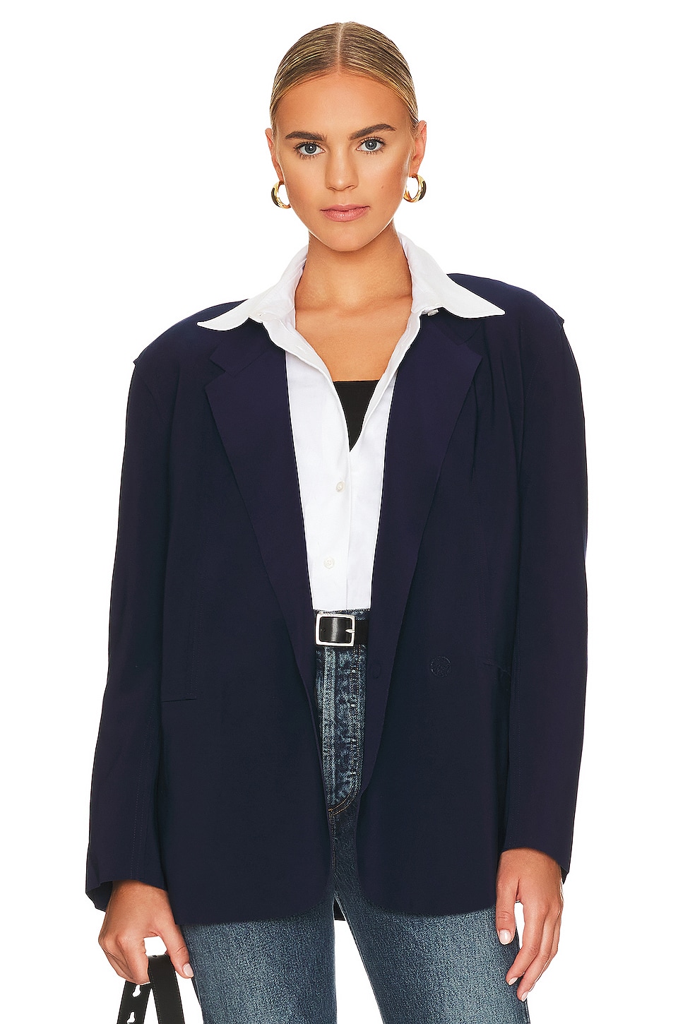 Norma Kamali Oversized Double Breasted Jacket In True Navy REVOLVE