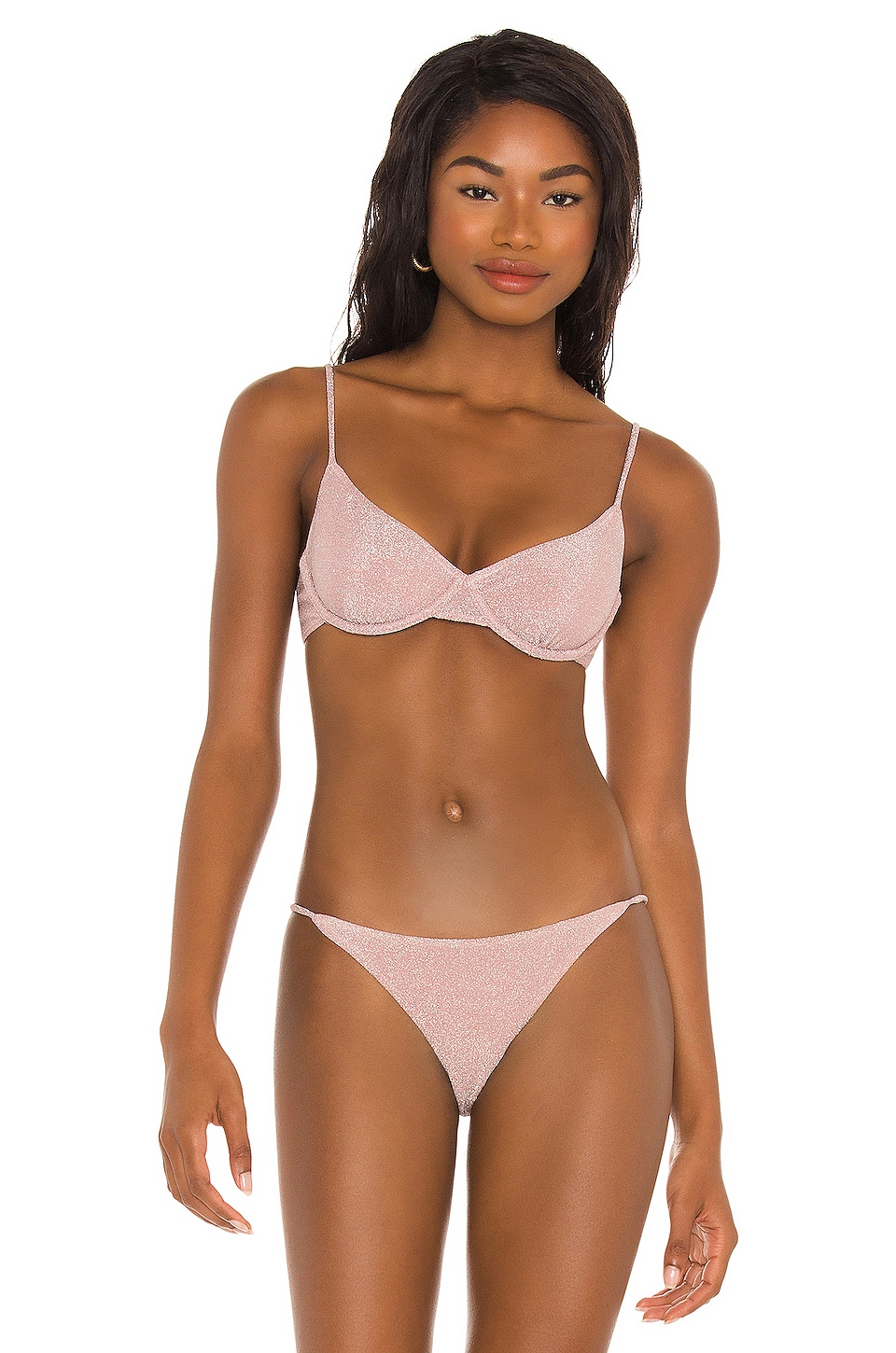 Nookie X Revolve Demi Cup Bikini Top In Pink Lurex Revolve