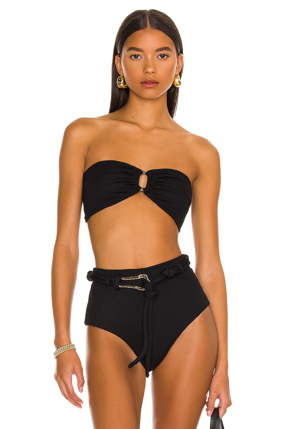 Revel Rey Hayes Bikini Top In Black Waffle Knit Revolve