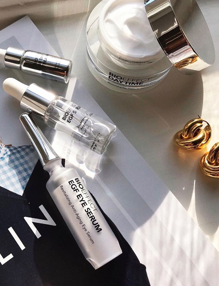 A flatlay of skincare products from BioEffect. Shop Skincare Stars.