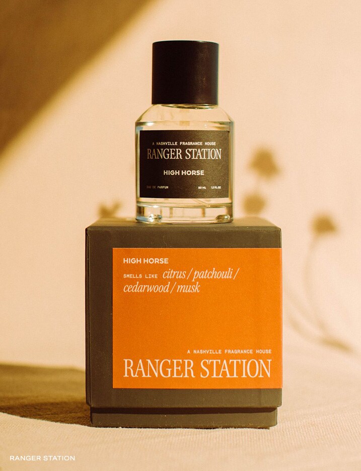 A bottle of Ranger Station High Horse fragrance.