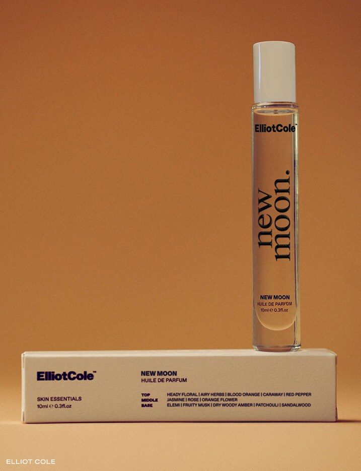 A bottle of ElliotCole New Moon perfume.