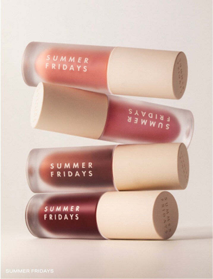 A stack of Summer Fridays Lip Oils.