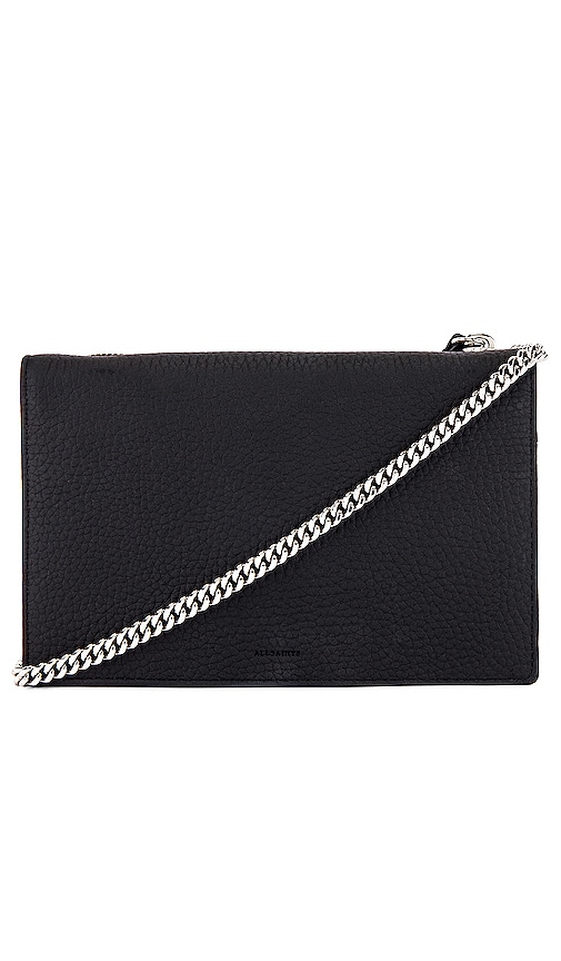 Allsaints Fetch Chain Crossbody Wallet In Black