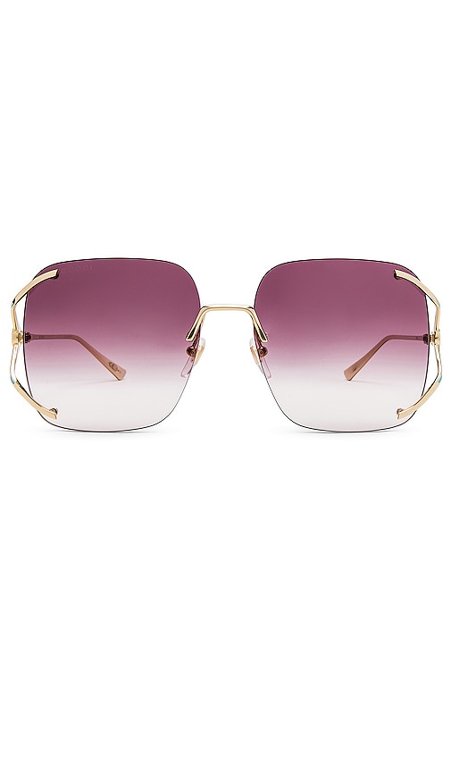 GUCCI GUCCI RECTANGLE FORK 太阳镜 – SHINY GOLD  AZURE & VIOLET GRADIENT,GUCR-WA60