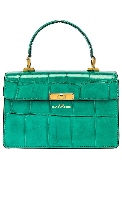 Marc Jacobs The Downtown Croc Embossed Green Cow Leather Handle