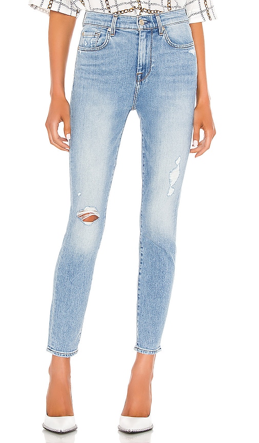 7 FOR ALL MANKIND HIGH WAIST ANKLE SKINNY WITH DESTROY. -,SEVE-WJ1576