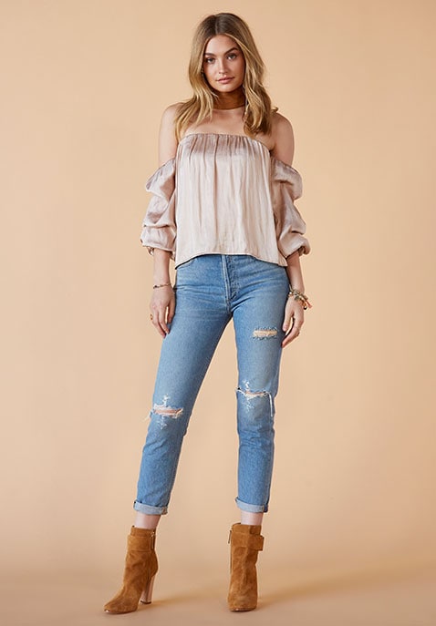 Caught Sleeve Bustier Top