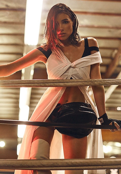 Off Shoulder Tie Front Shirt Dress