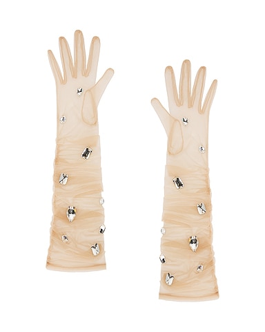 All Over Crystal Embroidered Gloves