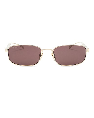 Bamboo Metal Rectangular Sunglasses