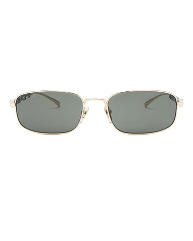 Bamboo Metal Rectangular Sunglasses