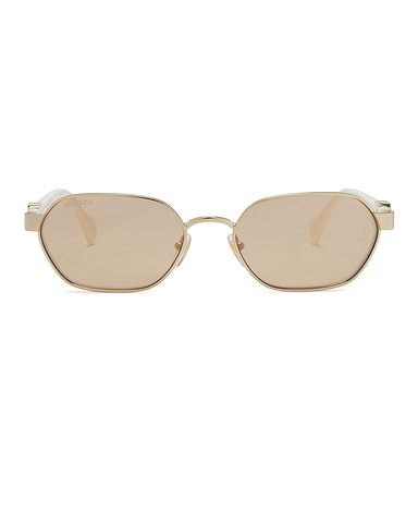 Geometric Sunglasses In Gold & Ivory