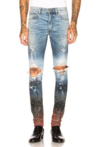 AMIRI AMIRI PALM THRASHER JEAN IN ABSTRACT,BLUE,OMBRE & TIE DYE,PINK