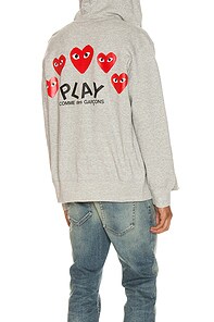 Click to view more detailed imagery on our partner's website Comme Des Garçons Play Full Zip Hoodie In Grey