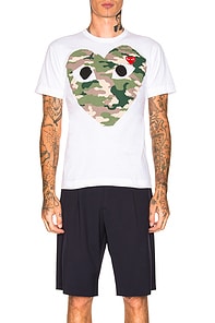 Comme Des Garçons Play Camouflage Heart-print Cotton T-shirt In White