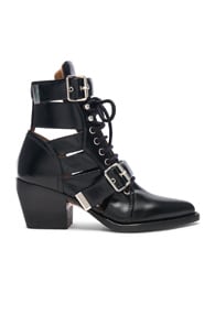 Click to view more detailed imagery on our partner's website ChloÉ Chloe Rylee Leather Lace Up Buckle Boots In Black