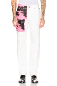 CALVIN KLEIN 205W39NYC CALVIN KLEIN 205W39NYC HIGH RISE STRAIGHT PANT IN ABSTRACT,PINK,WHITE