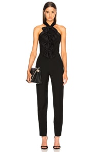 GIVENCHY GIVENCHY BOW FRONT CROSS BACK JUMPSUIT IN BLACK