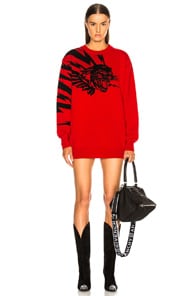 GIVENCHY GIVENCHY WOOL JACQUARD ANIMAL FACES SWEATER IN RED