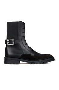 GIVENCHY GIVENCHY LEATHER & SUEDE AVIATOR LACE UP ANKLE BOOTS IN BLACK.,GIVE-WZ222