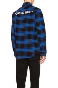 Off-white Quote Plaid Flannel Button-down Shirt In Blue White