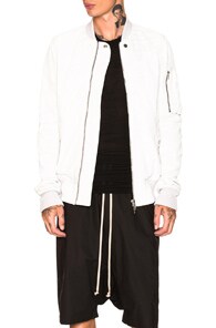 Rick Owens Zip-through Cracked-leather Bomber Jacket In White