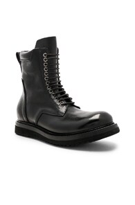 RICK OWENS RICK OWENS LEATHER LOW ARMY BOOTS IN BLACK