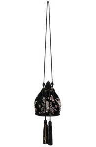 Saint Laurent Small Velvet Bucket Bag In Noir