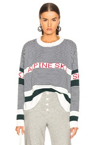 The Great THE GREAT ALPINE SKI SWEATER IN BLACK,STRIPES,WHITE,RED